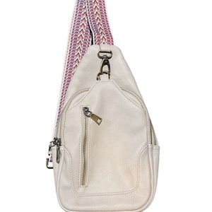 Desert traveler sling bag in bone w/ Aztec strap